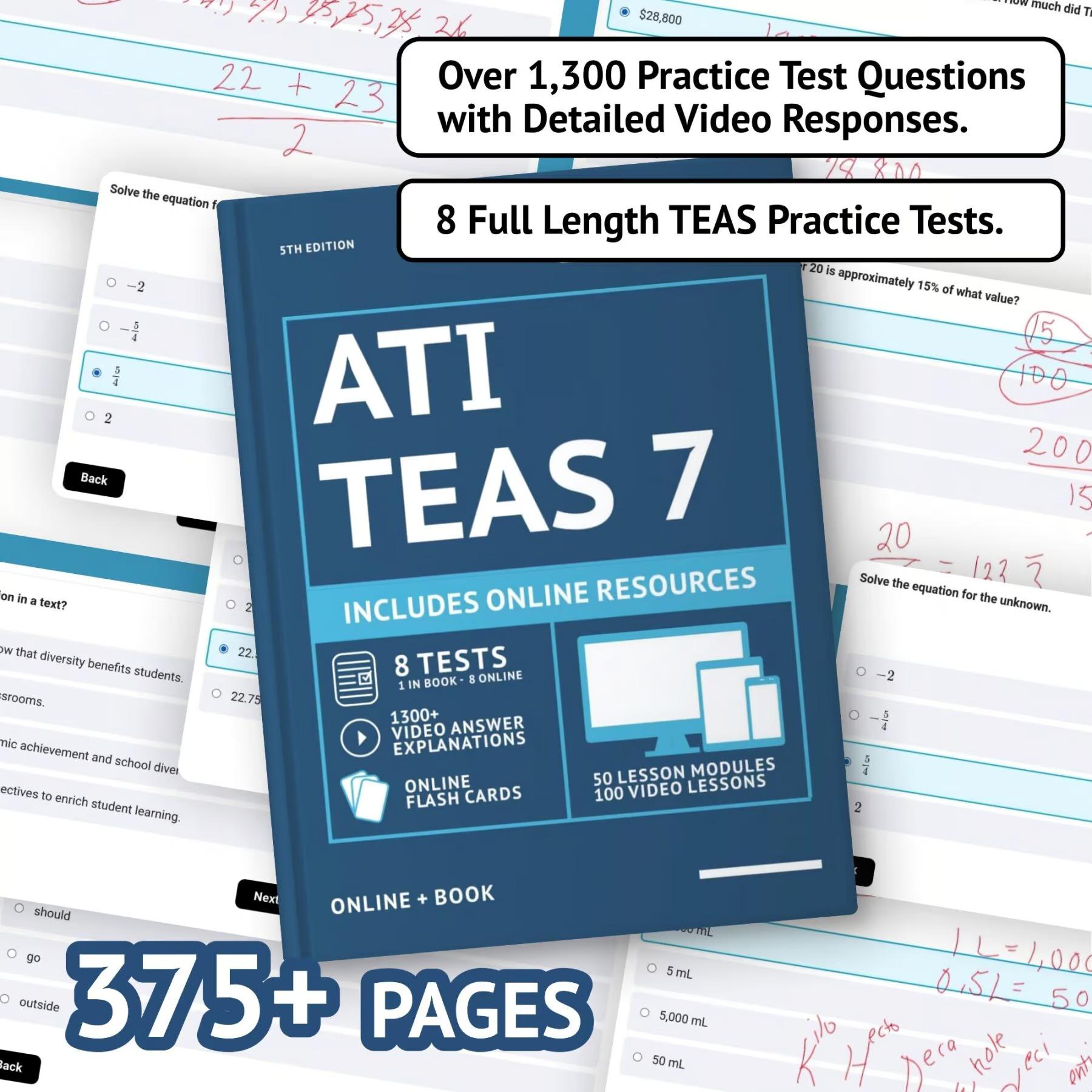 ATI TEAS 7 Study Guide | Full Color Nursing Exam Prep Book, Online ...
