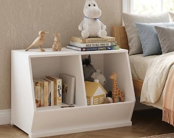 Armario apilable para juguetes, blanco, 2 cubos, organizador para niños