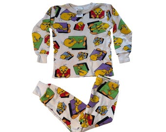 Vintage 1992 Teddy Bird Long Eddie's PJ's Set Kids Größe 6 Looney Tunes USA