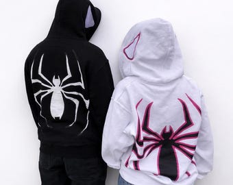 Y2K Spider Graphic Printed Hoodies For Couples – Zip Up Streetwear Jacket, Punk Hip Hop Sweatshirt (Unisex)