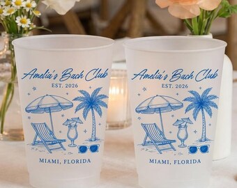 Custom Bachelorette Party Cups, Personalized Bach Club Cups, Girls Trip Reusable Cup, Beach Theme Party Cups, Bridal Party Favor