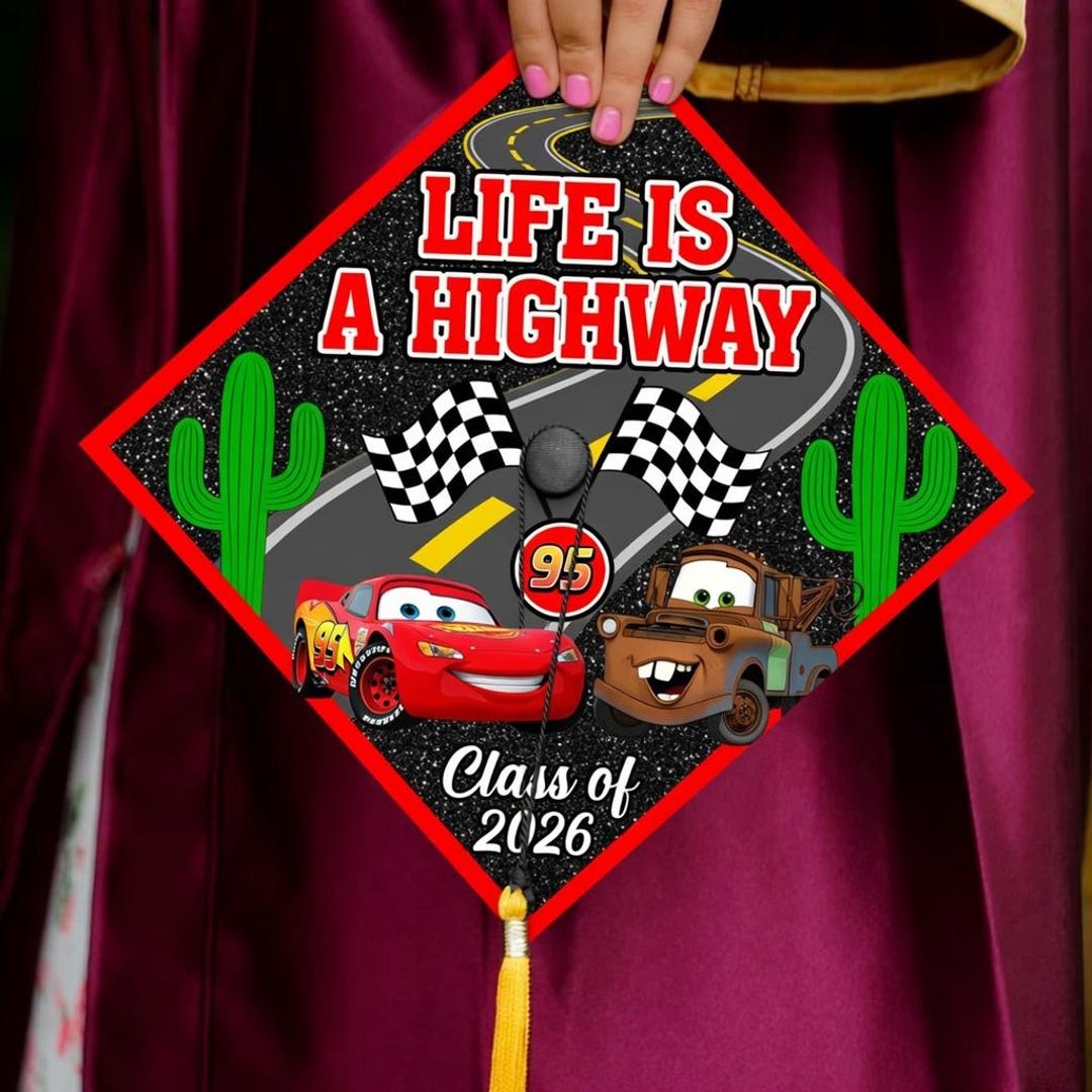 Disney Cars Graduation Cap Topper, Lightning Mcqueen Grad Cap, Life is ...