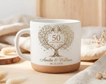 50-jähriges Jubiläum Keramiktasse, personalisierte Goldene Hochzeit Becher, Benutzerdefinierte Paar Keramikbecher, 50 Jahre zusammen Geschenk, Jubiläumskaffeetasse