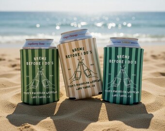 Brews Before I Do Can Cooler, Bachelor Party Favor, Lake Trip Bachelor Weekend Koozie, Groomsmen Gift, Custom Bachelor Party Drink Holder