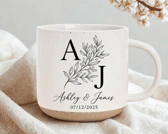 Personalisierte Hochzeit Keramiktasse, benutzerdefinierte Paar Initial Becher, Keramik Kaffeetasse, Jubiläumsgeschenk, Brautpaar Becher, Brautgeschenk
