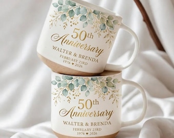 50 Jahre Jubiläum Keramik Tasse, personalisierte Golden Jubiläum Becher, kundenspezifische Paar Keramikbecher, 50 Jahre Hochzeitsgeschenk, Jubiläum Andenken