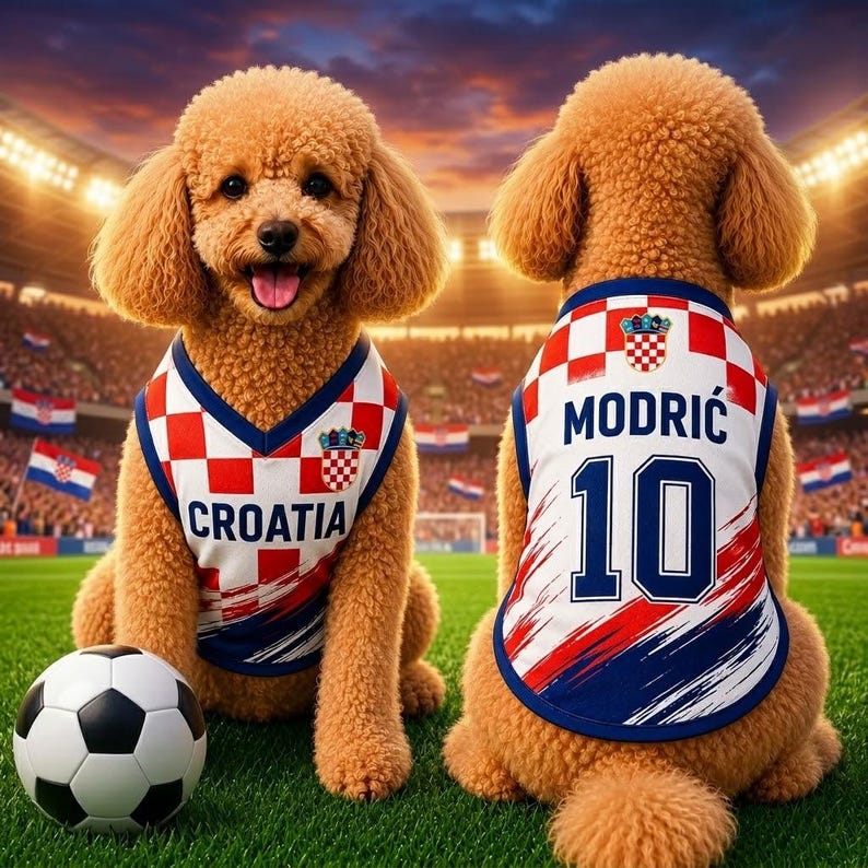 Personalized Croatia Pet Soccer Jersey, Custom Dog Cat Football Shirt, Name Number Football Jersey for Pets, Croatia Soccer Outfit for Dogs image 5