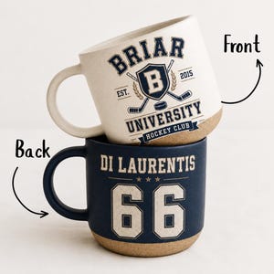 Mug en poterie hockey Briar, tasse en céramique Université Briar, tasse à café Dean Laurentis, tasse série extra-campus, cadeau BookTok romance hockey