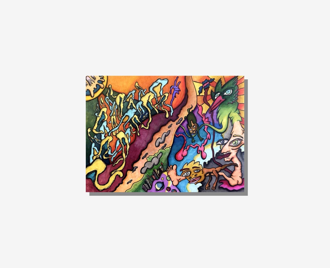 Trippy Wall Art, Psychedelic Creature World Poster, Surreal Fantasy ...