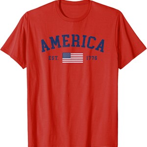 Klassisk amerikansk flagga-t-shirt, patriotisk USA-t-shirt, självständighetsdagen-kläder bild 5