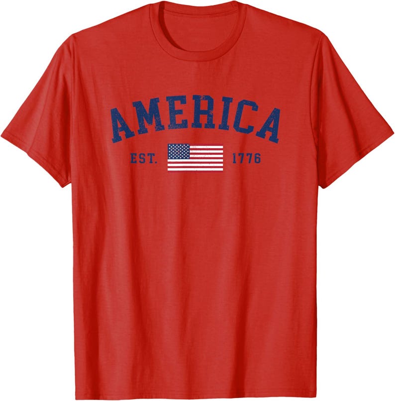 Klassisk amerikansk flagga-t-shirt, patriotisk USA-t-shirt, självständighetsdagen-kläder bild 5