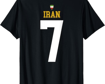 Iran Football Shirt 7, Team Melli Retro Soccer Jersey, Iranian Flag Back Print