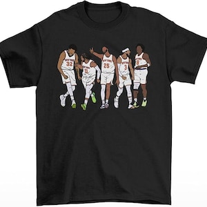 NY Basketball Starting 5 T-Shirt: Brunson, Towns, Bridges, Hart, Anunoby Retro Tee
