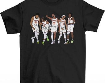 NY Basketball Starting 5 T-Shirt: Brunson, Towns, Bridges, Hart, Anunoby Retro Tee