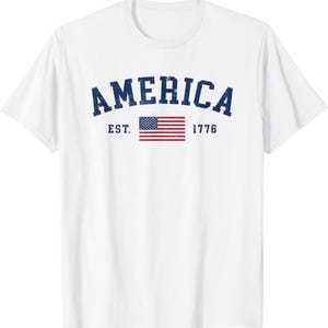 Klassisk amerikansk flagga-t-shirt, patriotisk USA-t-shirt, självständighetsdagen-kläder bild 7