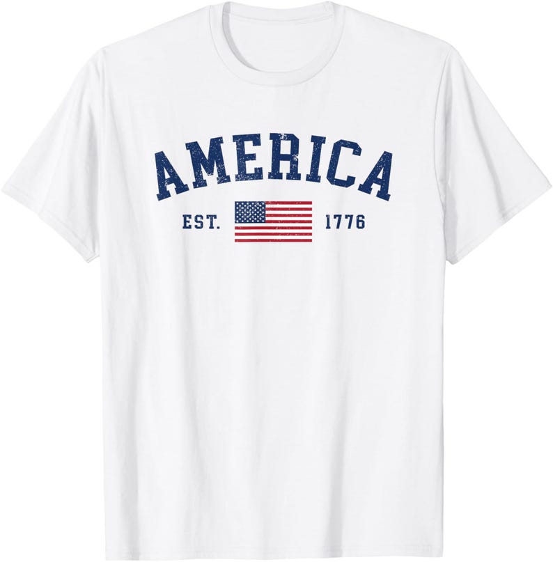Klassisk amerikansk flagga-t-shirt, patriotisk USA-t-shirt, självständighetsdagen-kläder bild 7