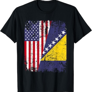 Bosnian American Flag Shirt, Half Bosnia USA Heritage Tee, Unisex Crewneck Clothing