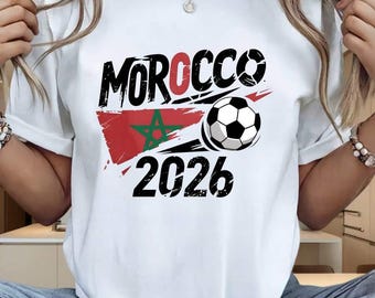Morocco Soccer Shirt World Football 2026, Atlas Lions Retro Football Fan Tee