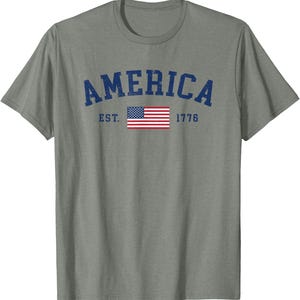 Klassisk amerikansk flagga-t-shirt, patriotisk USA-t-shirt, självständighetsdagen-kläder bild 2