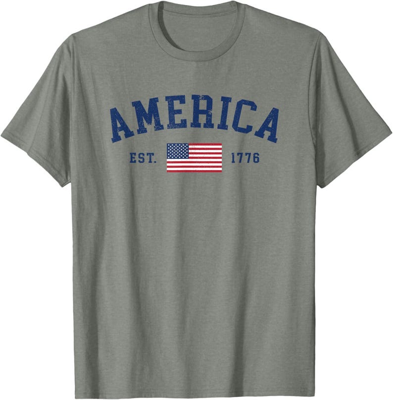 Klassisk amerikansk flagga-t-shirt, patriotisk USA-t-shirt, självständighetsdagen-kläder bild 2