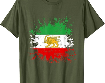 Iran Lion Sun Flag Shirt, Vintage Persian Heritage Tee, Historic Flag of Iran T-Shirt, Classic Persia Pride Gift, Unisex Graphic Clothing