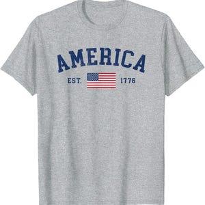 Klassisk amerikansk flagga-t-shirt, patriotisk USA-t-shirt, självständighetsdagen-kläder bild 1