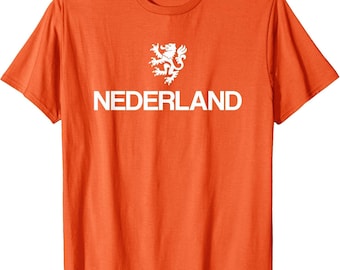 Oranje T-shirt Nederland embleem, kleding Nederlandse voetbalfans, Oranje Leeuw T-shirt, Holland Souvenir