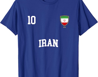 Iran T-Shirt 10, Iranian Flag Soccer Shirt, Persian Football Team Jersey Apparel, Retro Number 10 Fan Gift, 2026 Tournament Unisex Tee