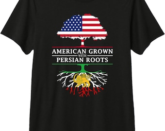 American Grown Persian Roots Tee, Premium Iranian USA Shirt, Persia Culture Gift, Retro Iran Map Tee, Comfortable TriBlend Country Shirt