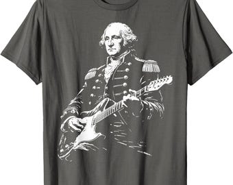 George Washington gitarr-T-shirt, patriotisk rocker-T-shirt, självständighetsdagen-konsert-T-shirt