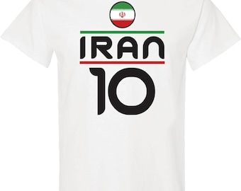 Iran Soccer Jersey Style Tee, Number 10 Football Shirt, Persian Flag Graphic T-Shirt