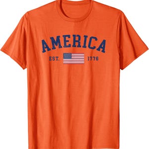 Klassisk amerikansk flagga-t-shirt, patriotisk USA-t-shirt, självständighetsdagen-kläder bild 6