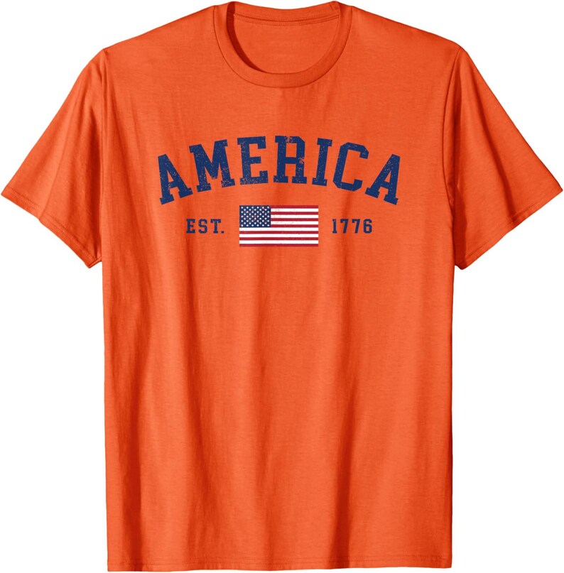 Klassisk amerikansk flagga-t-shirt, patriotisk USA-t-shirt, självständighetsdagen-kläder bild 6