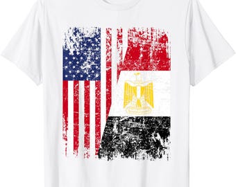 Egyptian American Flag T-Shirt, Dual Heritage Pride Top, Cairo Soccer Fan Tee