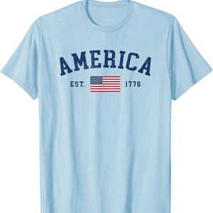 Klassisk amerikansk flagga-t-shirt, patriotisk USA-t-shirt, självständighetsdagen-kläder bild 3