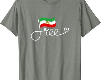 Free Iran Flag Shirt, Persian Freedom Word Art Tee, Iran Human Rights T-shirt, Vintage Persia Pride Gift, Lion and Sun Heritage Clothing