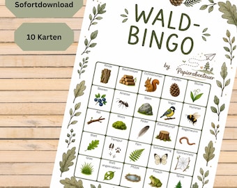 Forest Bingo for Children | 10 Printable Bingo Cards | Nature Bingo | Forest Game | Forest Education | Kindergarten & Primary School | PDF Download