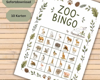 Zoo Bingo for Kids | 10 Printable Bingo Cards | Animal Bingo | Zoo Game | Kindergarten & Elementary School | PDF Download