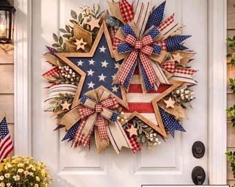 2D Flat America Patriotic 250th Anniversary Door Hanger, Fourth of July Patriotic Wood Decor, 1776-2026 USA Sign, 4th July Front Door Wreath