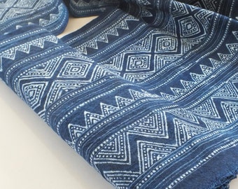 Handprinted Batik Hmong Cotton Table Runner – Vintage Style Ethnic Fabric Wedding table runners