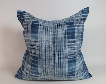Blue Hmong Pillow Vintage Batik Indigo Handprinted textiles Tribal decorative throw Cushion Home decor