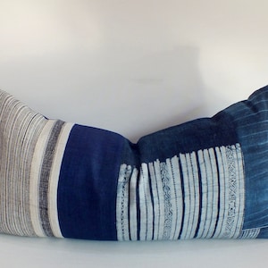 Blue sofa Throw bolster Pillow cover Indigo Navy Blue Cushion Case decorative Handmade ethnic Hmong fabric  cushions cover Frazada cushions