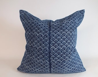 Pillow case Hand-Painted  throw decorative  indigo navy blue batik Hmong living room sofa cushions