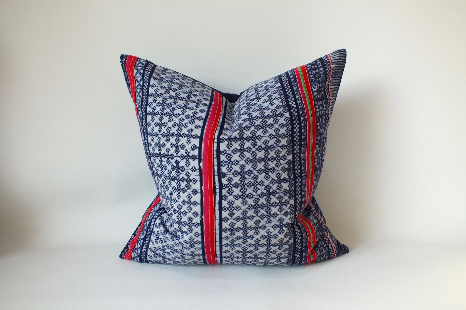 HMONG Pillow Cover Throw Pillows Decorative Indigo Batik Etsy