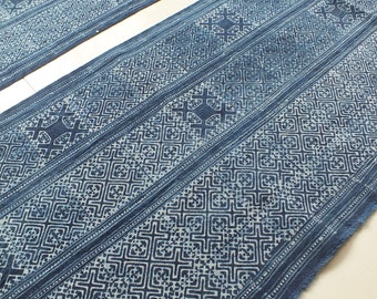Handprinted Batik Hmong cotton fabric Tribal fabrics- Table runner weddings runners Upholstery