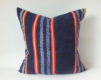 Decorative  Pillow case Ethnic Cushion cover Vintage Batik Indigo Navy Blue Textile sofa chair living room Cushion throw pillow Hmong Hemp