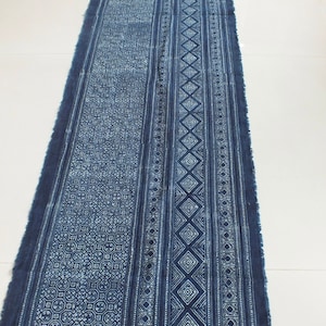 Hmong cotton Indigo Blue Batik fabric new Handprinted  Ethnic Tribal textiles and  Table runner wedding runners indigo
