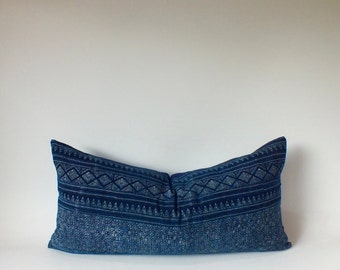 Cojín azul índigo batik textil decorativo cojín de sofá almohadas lumbares almohadas de dormitorio cojines dispersos almohadas de refuerzo cojines decorativos