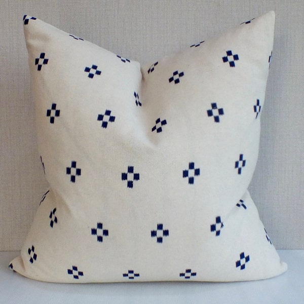 White Indigo Dot Block Print Mudcloth Hmong Sofa Pillow Case Hmong throw cushions ethnic Fabrics Handmade pillowslip