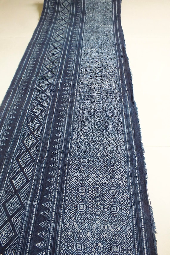 Hmong Fabric  Batik Indigo Blue fabric textiles  tribal fabrics  wedding Table runner  Tablecloth Bed runners  Table-runners